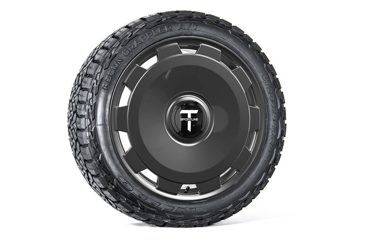 Super Saver! Tesla Cybertruck CTM 24" Fully Forged Monoblock Tesla Wheel and Tire Package (Set of 4)