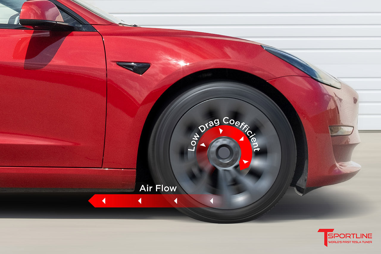 T310d Tesla Model 3 RangeMaxx Directional Uberturbine Styled Aero Wheel Cover Set for 18" Factory Tesla Wheel