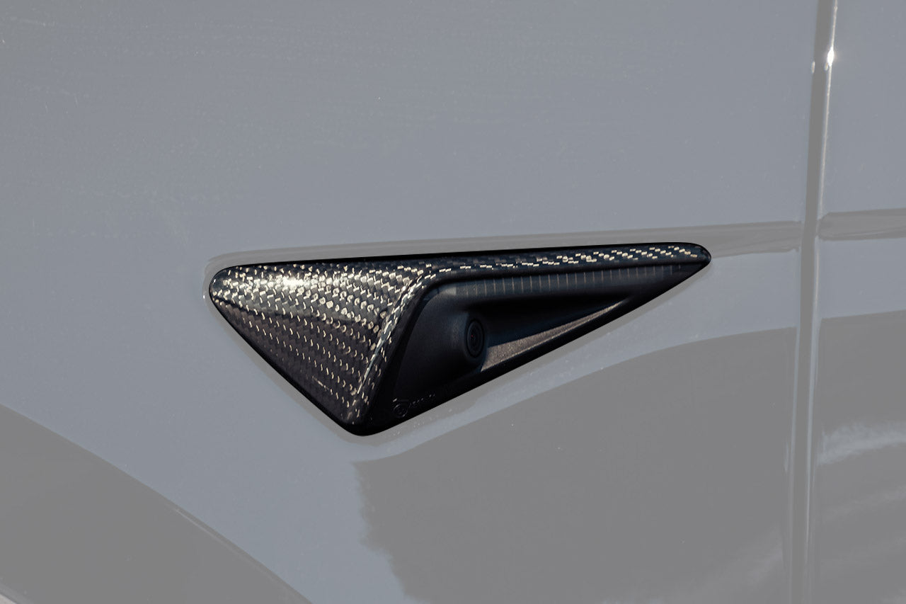 Tesla Model X Long Range & Plaid Precision Carbon Fiber Fender Camera Covers (Set of 2)