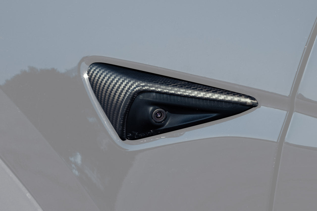 Tesla Model X Long Range & Plaid Precision Carbon Fiber Fender Camera Covers (Set of 2)