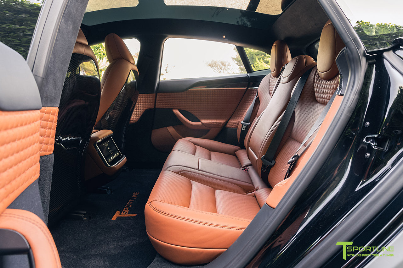 Custom Build - 2021 Tesla Model S Plaid with Bentley Saddle Interior & Inozetek Chalk Gray Color Wrap