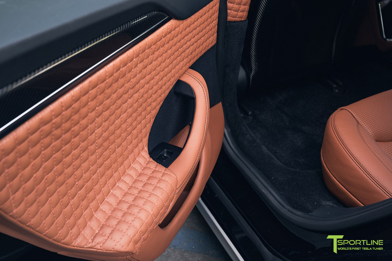 Custom Build - 2021 Tesla Model S Plaid with Bentley Saddle Interior & Inozetek Chalk Gray Color Wrap