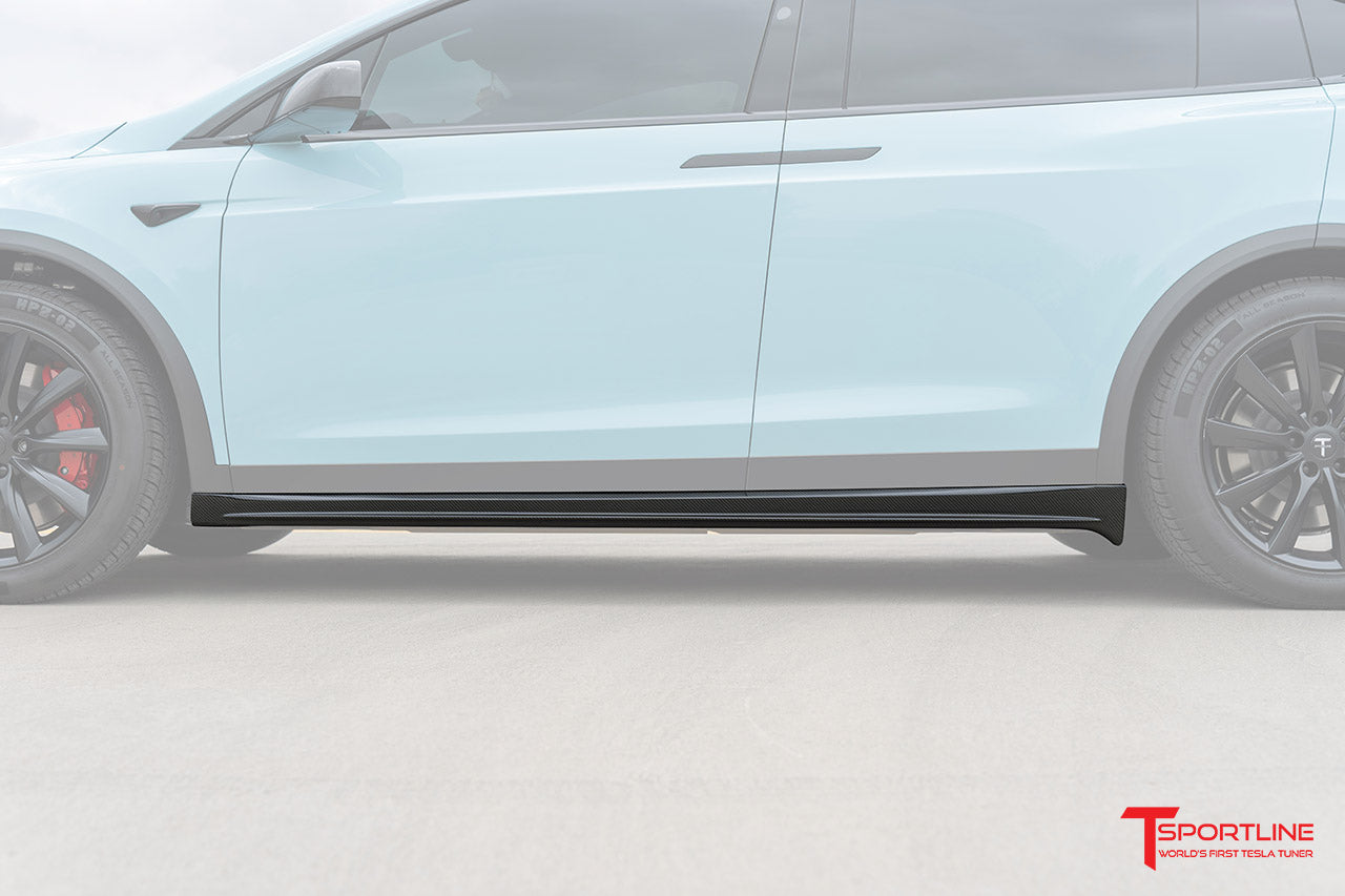 Tesla Model X Long Range & Plaid Carbon Fiber Side Skirts (2021 - Present)
