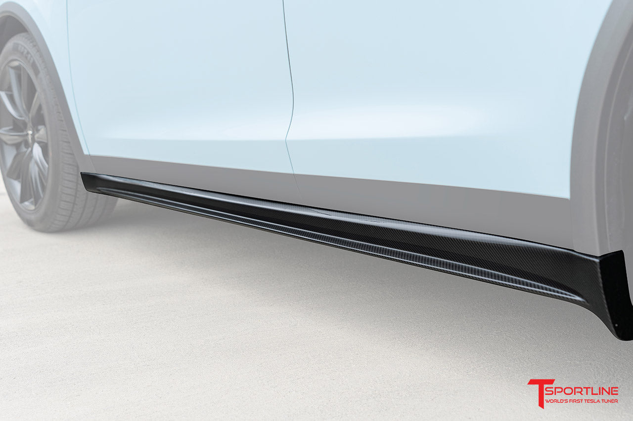 Tesla Model X Long Range & Plaid Carbon Fiber Side Skirts (2021 - Present)