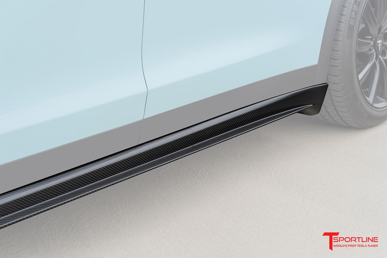 Tesla Model X Long Range & Plaid Carbon Fiber Side Skirts (2021 - Present)