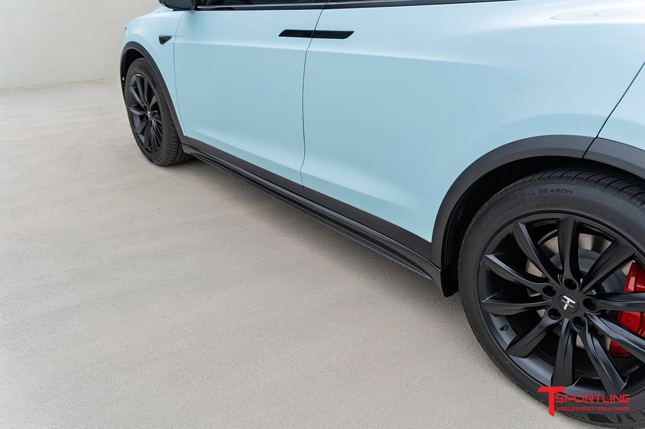 Tesla Model X Long Range & Plaid Carbon Fiber Side Skirts (2021 - Present)