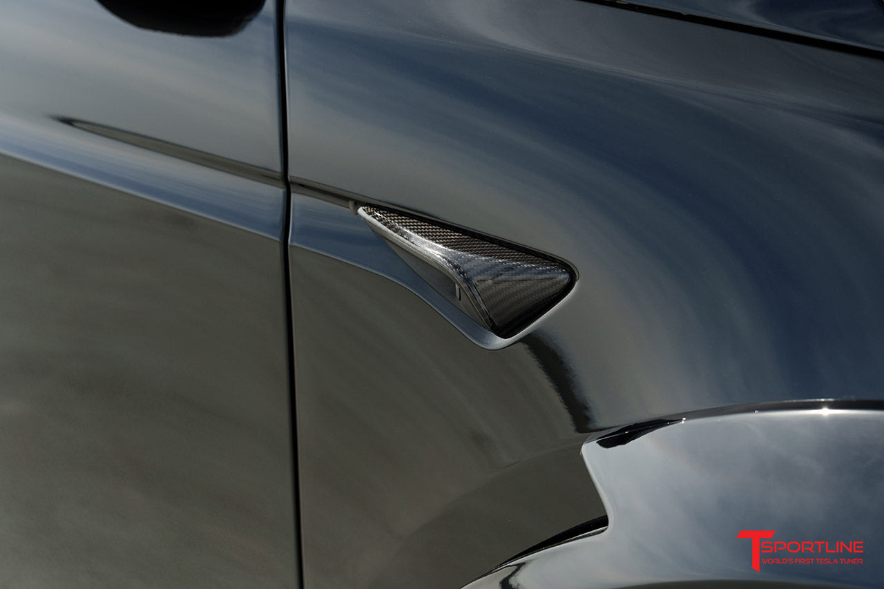 Tesla Model X Long Range & Plaid Precision Carbon Fiber Fender Camera Covers (Set of 2)