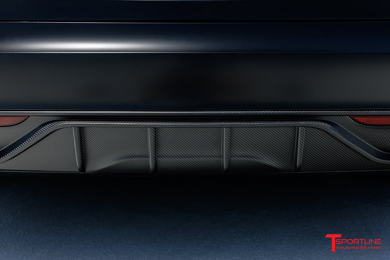 Tesla Model S Long Range & Plaid Carbon Fiber Rear Aero Diffuser (2021 - Present)