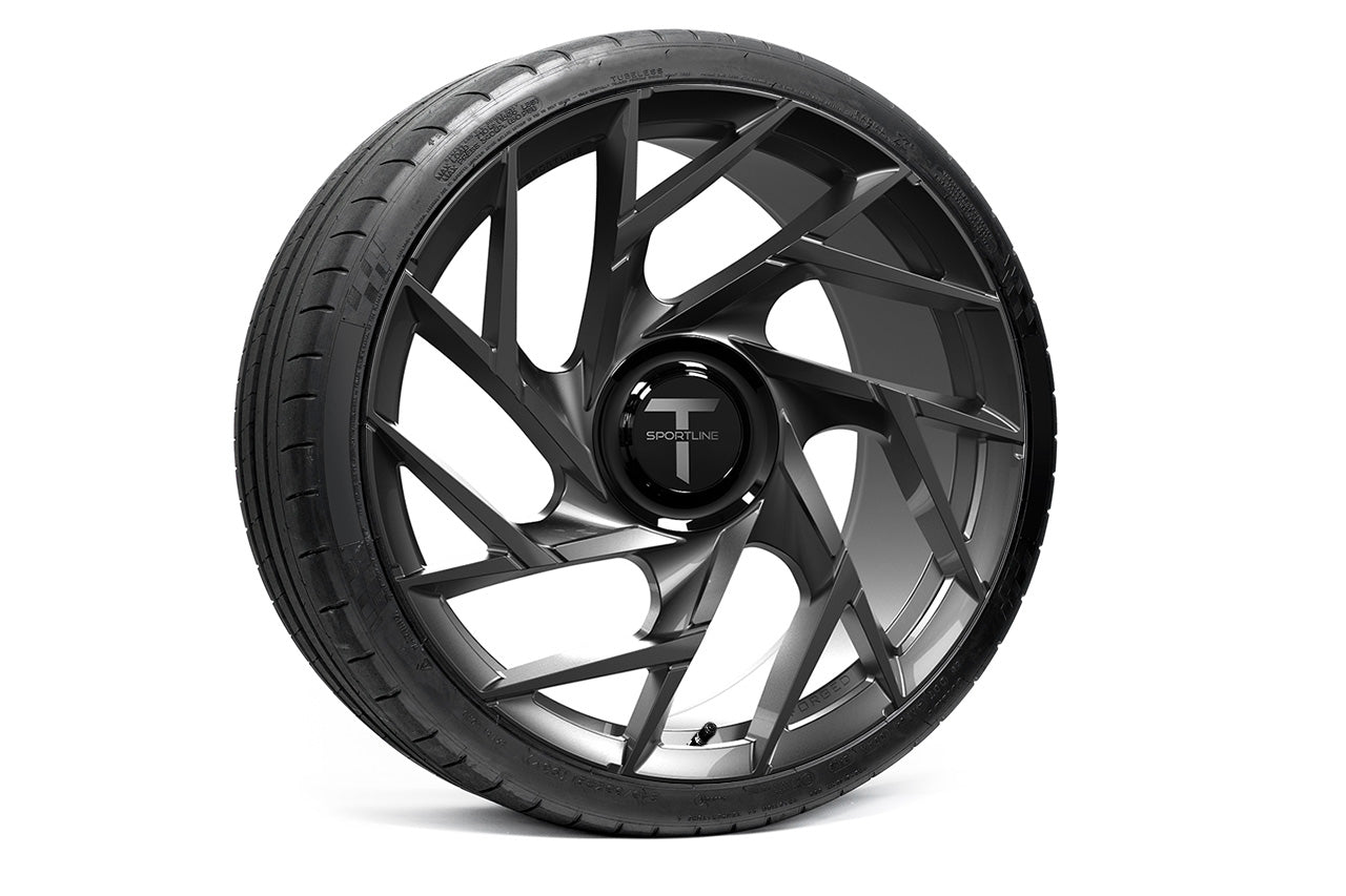 TS117D 21" Superwide Tesla Model S Plaid & Long Range Fully Forged Lightweight Tesla Wheels and Tire Packages
