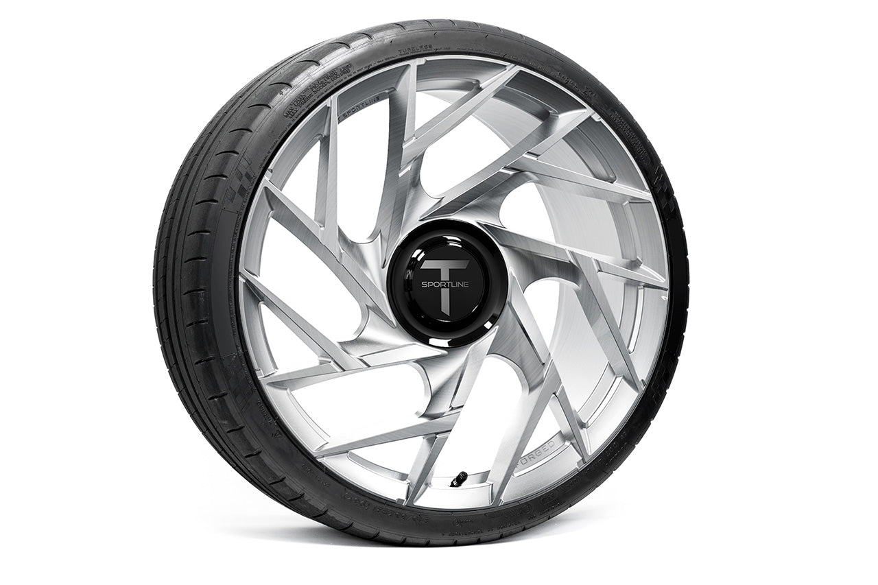 TS117D 21" Superwide Tesla Model S Plaid & Long Range Fully Forged Lightweight Tesla Wheels and Tire Packages