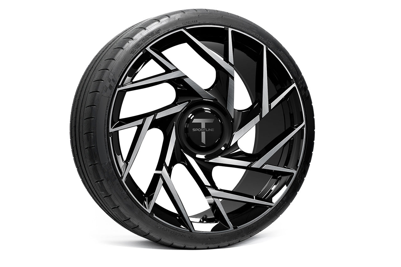 TS117D 21" Superwide Tesla Model S Plaid & Long Range Fully Forged Lightweight Tesla Wheels and Tire Packages