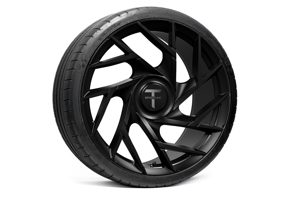 TS117D 21" Superwide Tesla Model S Plaid & Long Range Fully Forged Lightweight Tesla Wheels and Tire Packages