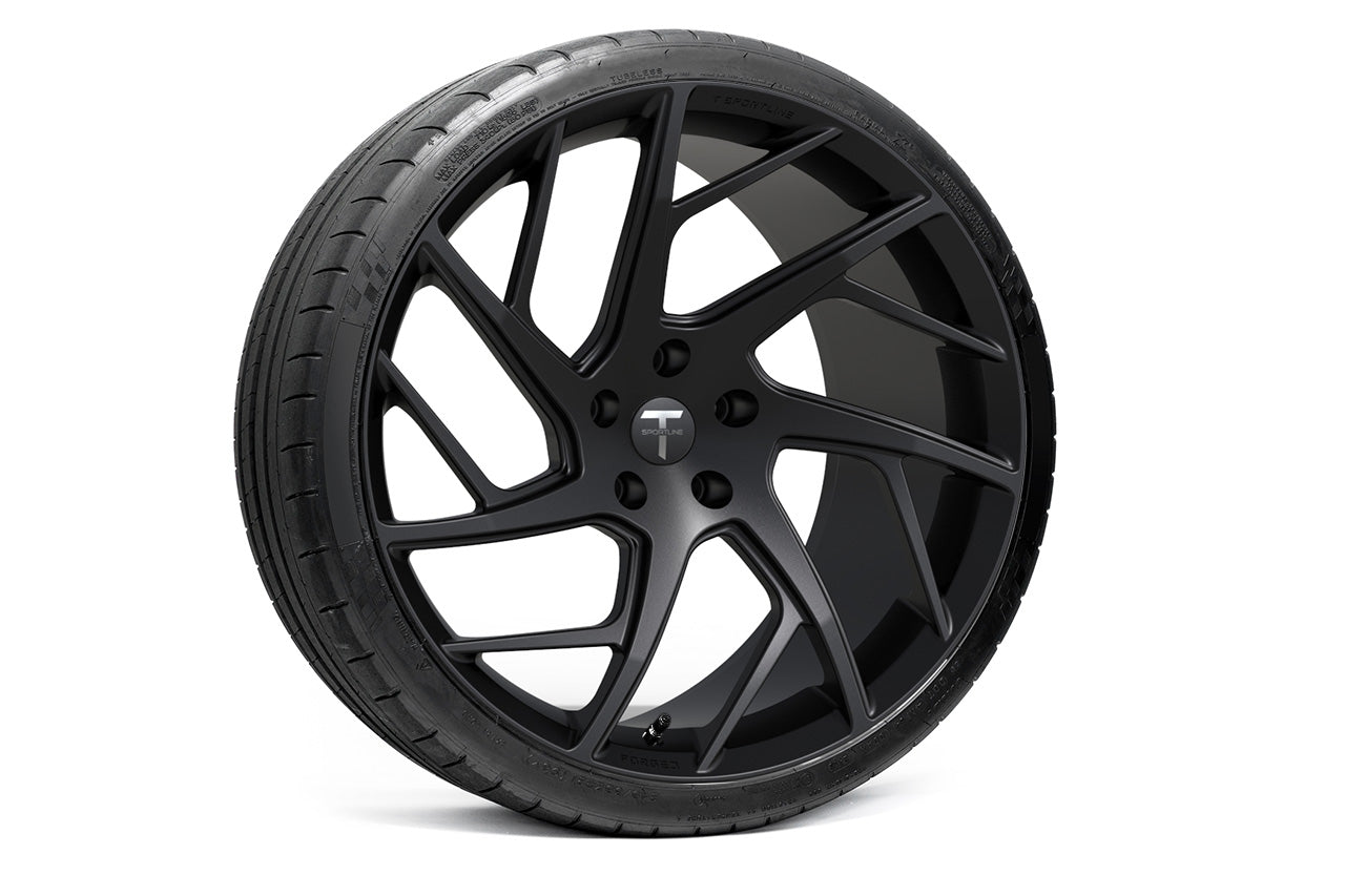 TS117D 21" Superwide Tesla Model S Plaid & Long Range Fully Forged Lightweight Tesla Wheels and Tire Packages
