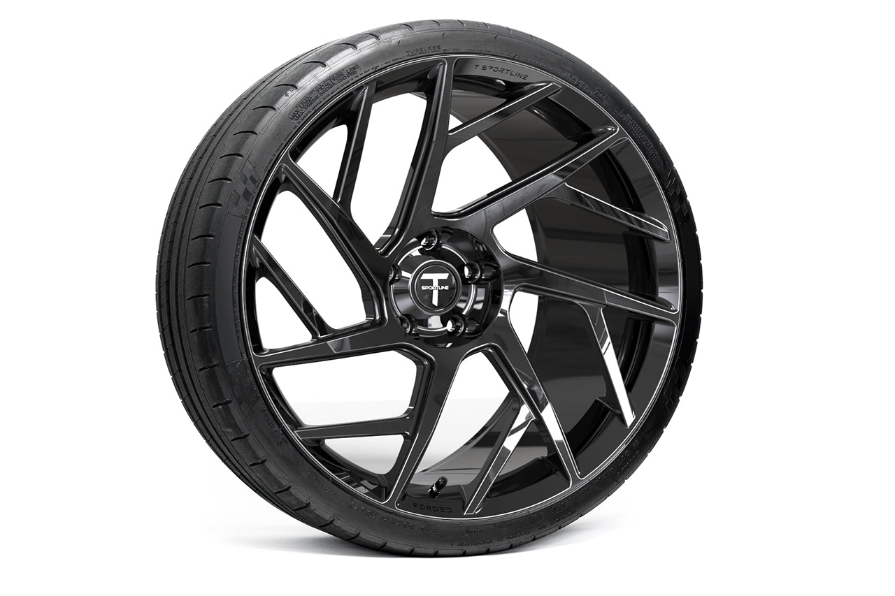 TS117D 21" Superwide Tesla Model S Plaid & Long Range Fully Forged Lightweight Tesla Wheels and Tire Packages