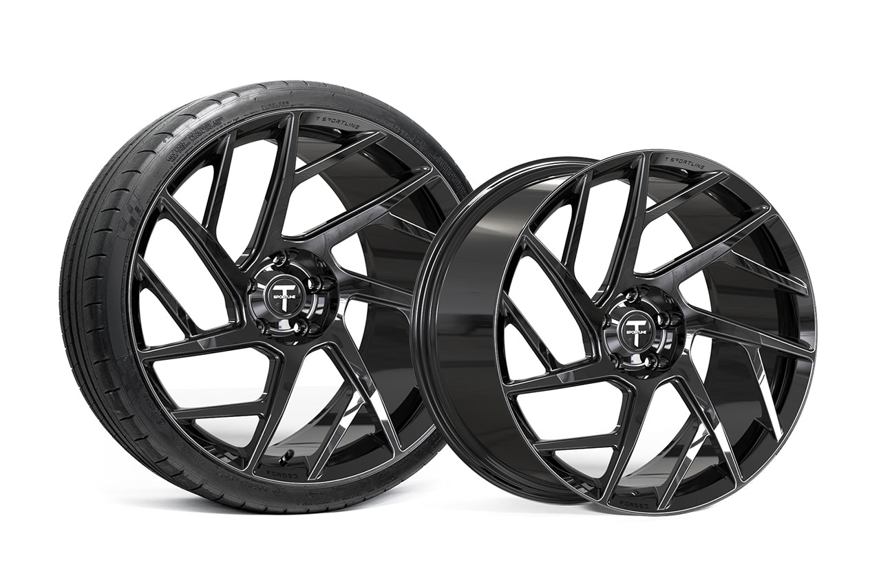 TS117D 21" Superwide Tesla Model S Plaid & Long Range Fully Forged Lightweight Tesla Wheels and Tire Packages