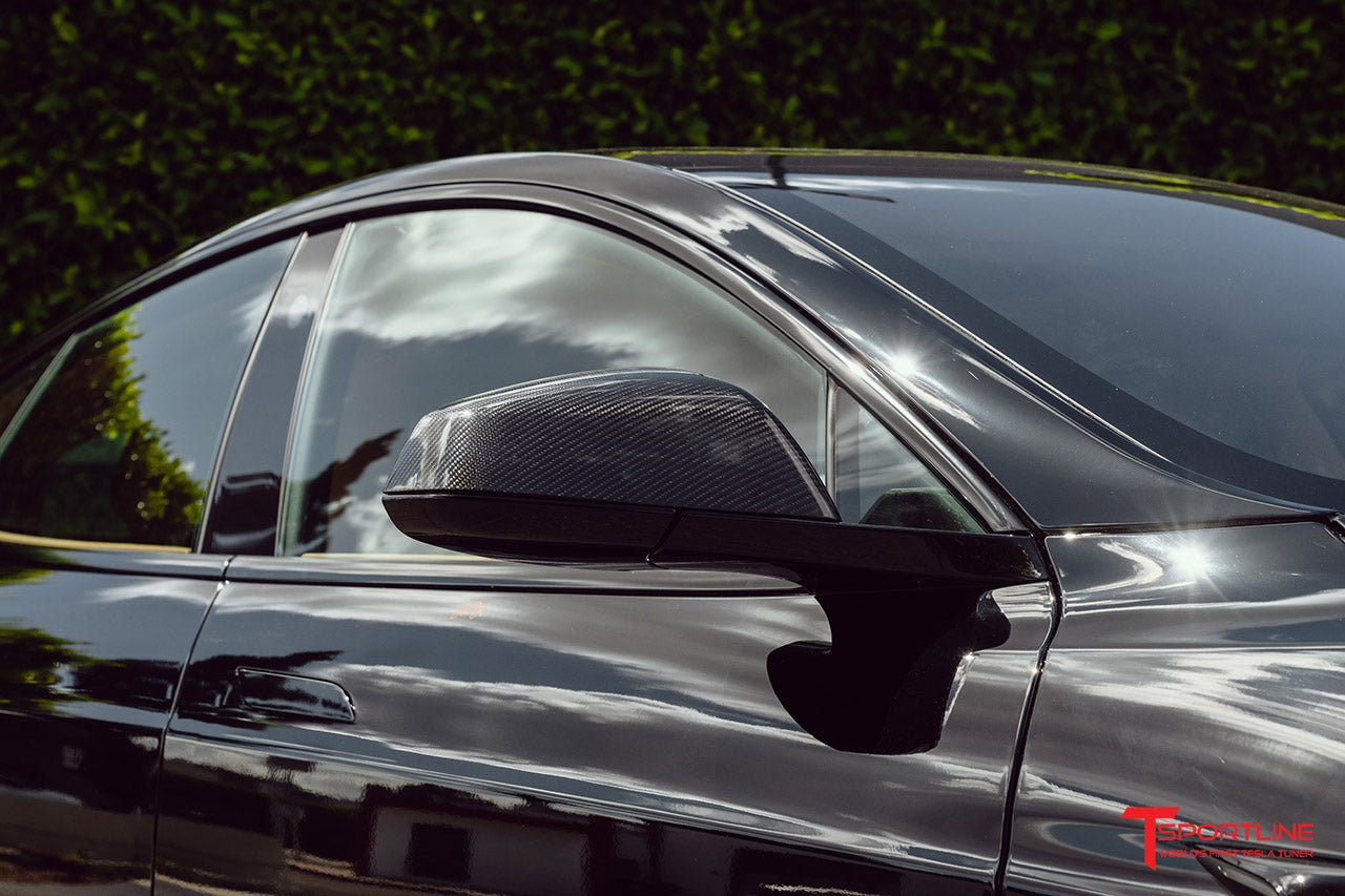 Tesla Model S Precision Carbon Fiber Side Mirror Caps (Set of 2 Covers)