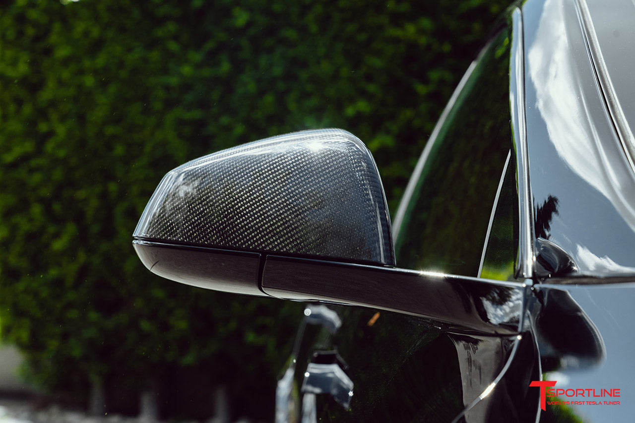Tesla Model S Precision Carbon Fiber Side Mirror Caps (Set of 2 Covers)
