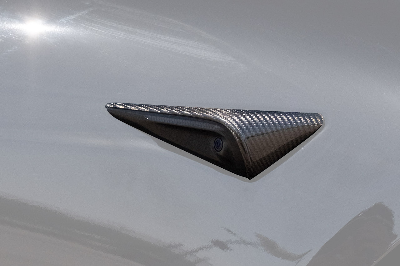 Tesla Model S Long Range & Plaid Precision Carbon Fiber Fender Camera Covers (Set of 2)