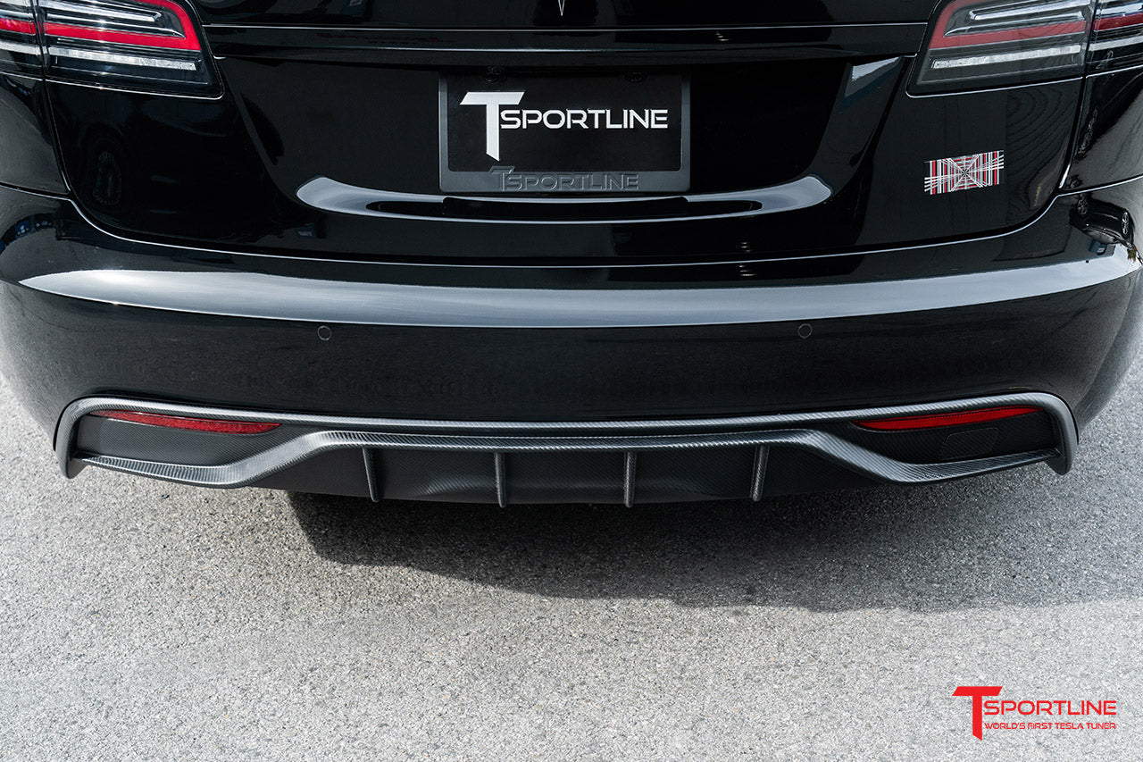 Tesla Model S Long Range & Plaid Carbon Fiber Rear Aero Diffuser (2021 - Present)