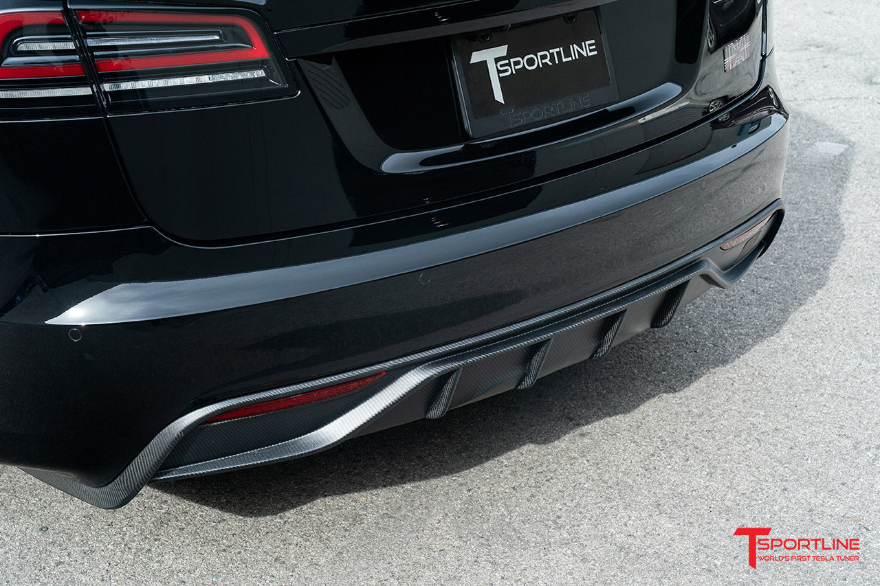Tesla Model S Long Range & Plaid Carbon Fiber Rear Aero Diffuser (2021 - Present)