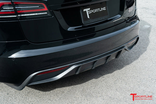 Tesla Model S Long Range & Plaid Carbon Fiber Rear Aero Diffuser