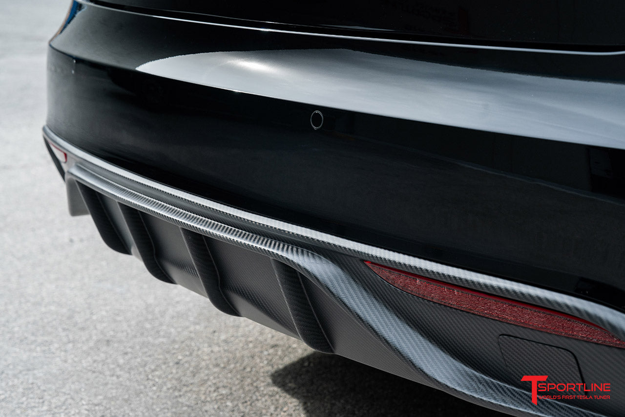 Tesla Model S Long Range & Plaid Carbon Fiber Rear Aero Diffuser (2021 - Present)