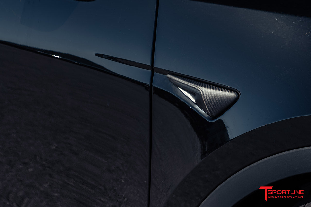 Tesla Model Y Precision Carbon Fiber Fender Camera Covers (Set of 2)