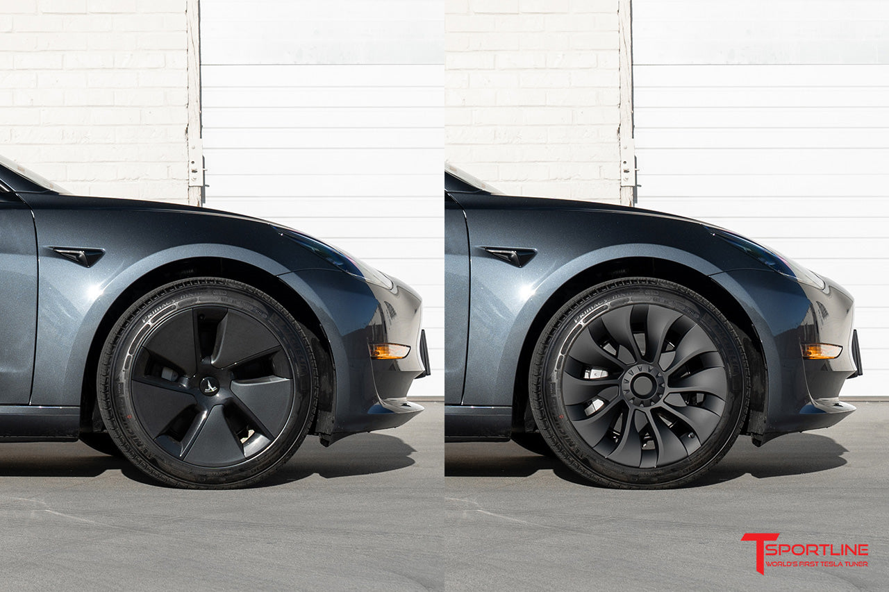 T310d Tesla Model 3 RangeMaxx Directional Uberturbine Styled Aero Wheel Cover Set for 18" Factory Tesla Wheel