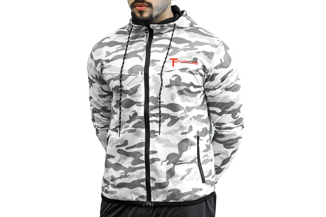 T Sportline Snow Camo Slim Fit Mesh Lite Hoodie Jacket