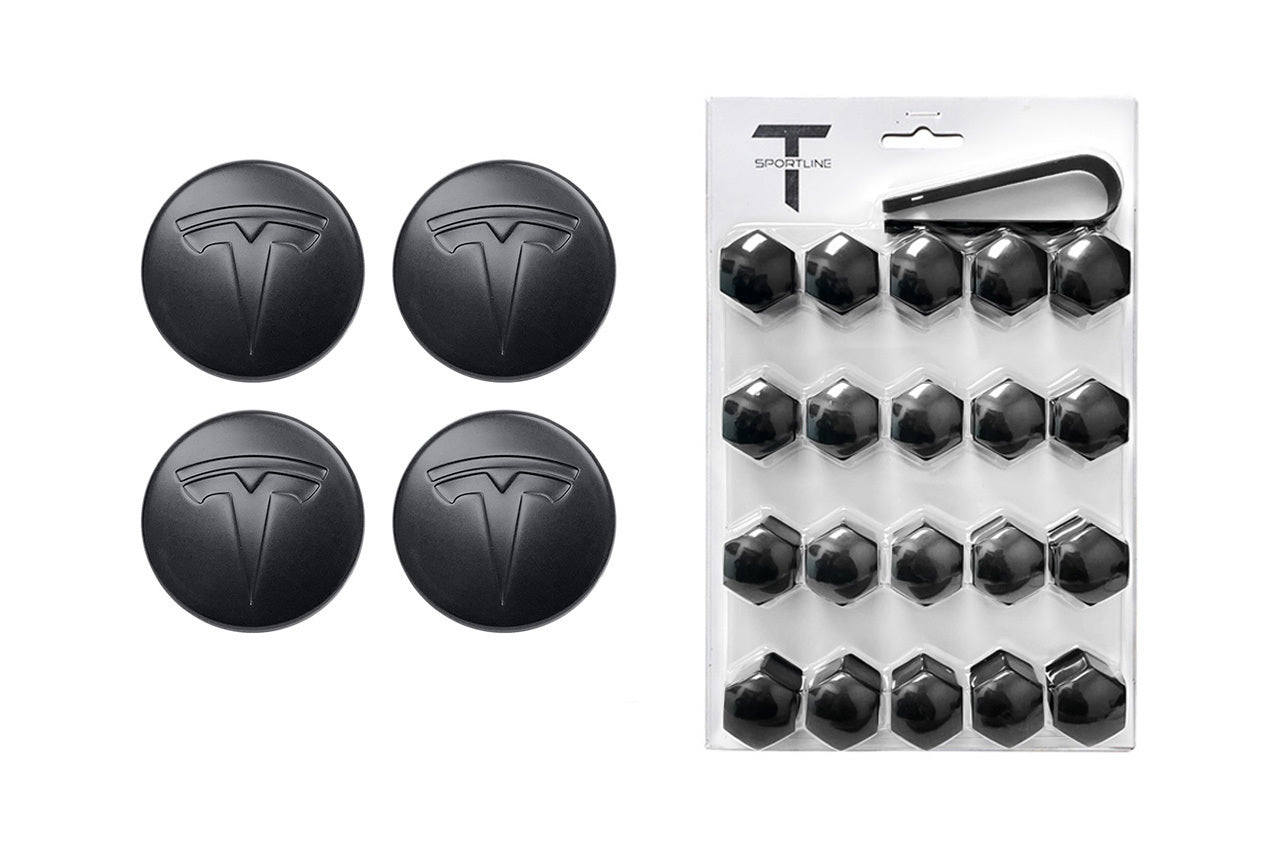 Tesla Model 3 / Y / S / X Factory Center Cap Set and Wheel Lug Nut Cover Set