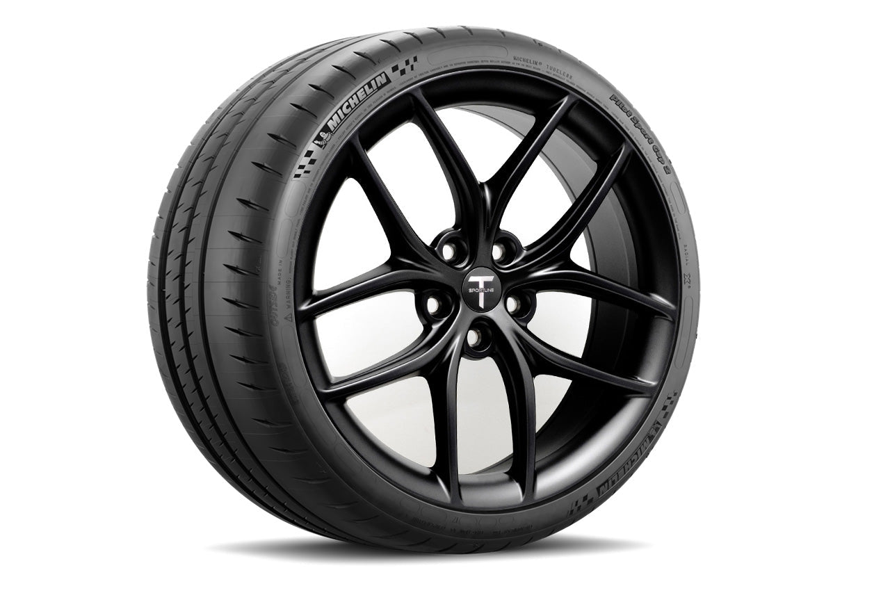 TS5 20" Tesla Model S Long Range & Plaid Autocross & Road Racing Wheel and Competition Tire Track Package (Set of 4)