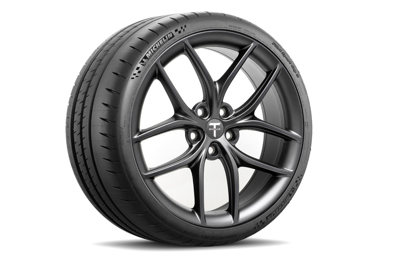 TS5 20" Tesla Model S Long Range & Plaid Autocross & Road Racing Wheel and Competition Tire Track Package (Set of 4)