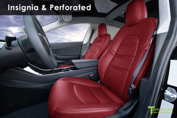 Tesla Model 3 Seat Interior Upgrade Kit - Insignia Design - Perforated - T  Sportline - Tesla Model S, 3, X & Y Accessories
