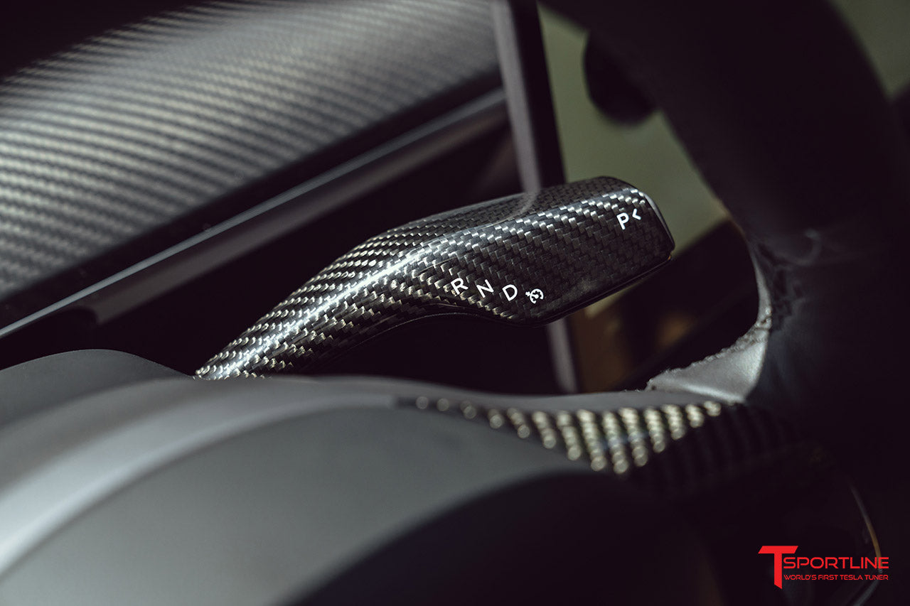 Tesla Model 3 Precision Carbon Fiber Turn Signal & Gear Shift Stalk Trim Cover Set (Set of 2)