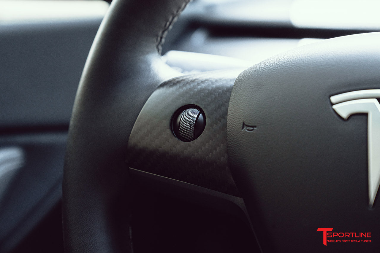 Tesla Model Y Carbon Fiber Steering Wheel Trim Appliqués (Set of 3)