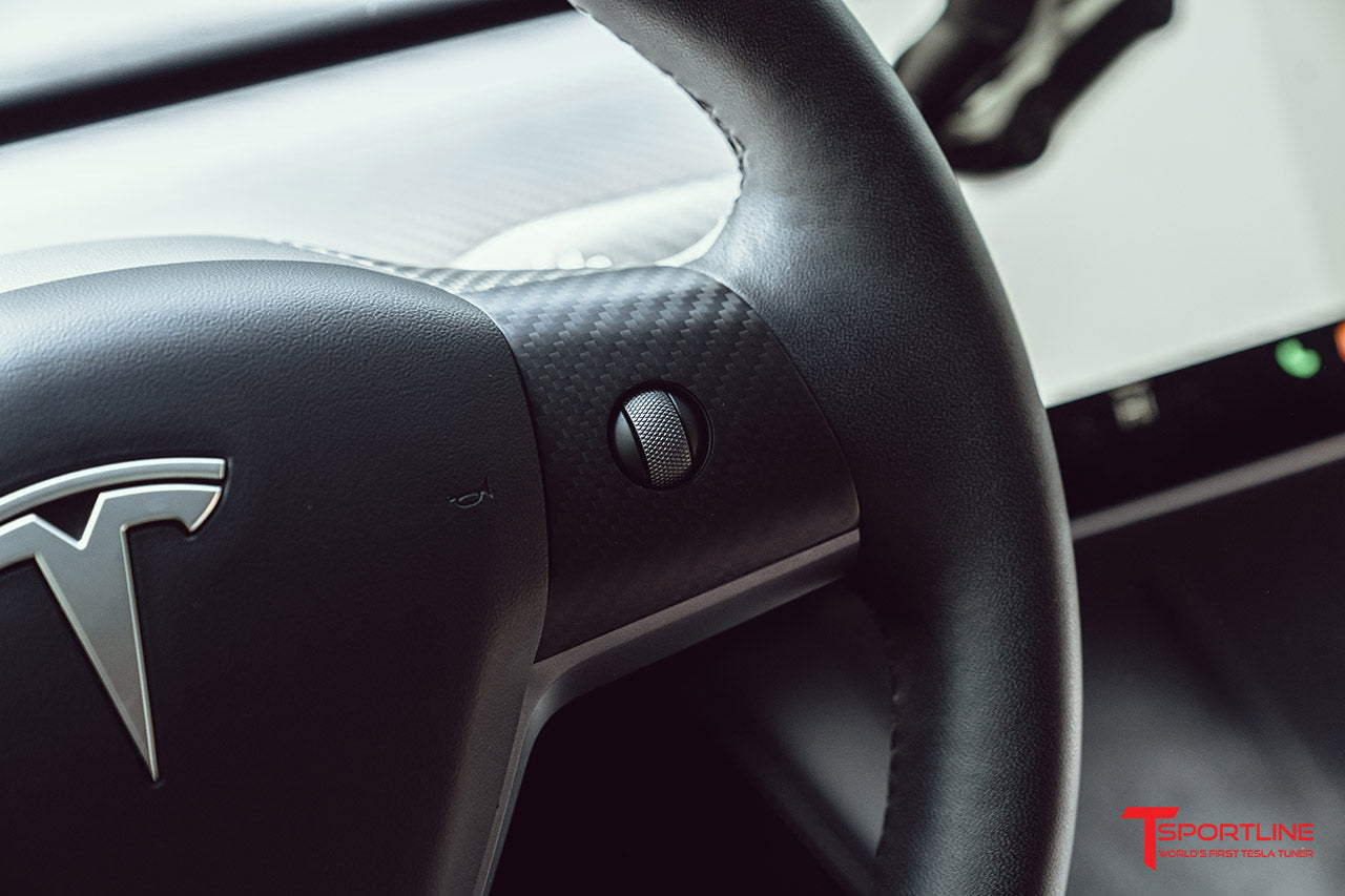 Tesla Model 3 / Y Carbon Fiber Steering Wheel or Yoke Trim Appliqués (Set of 3)