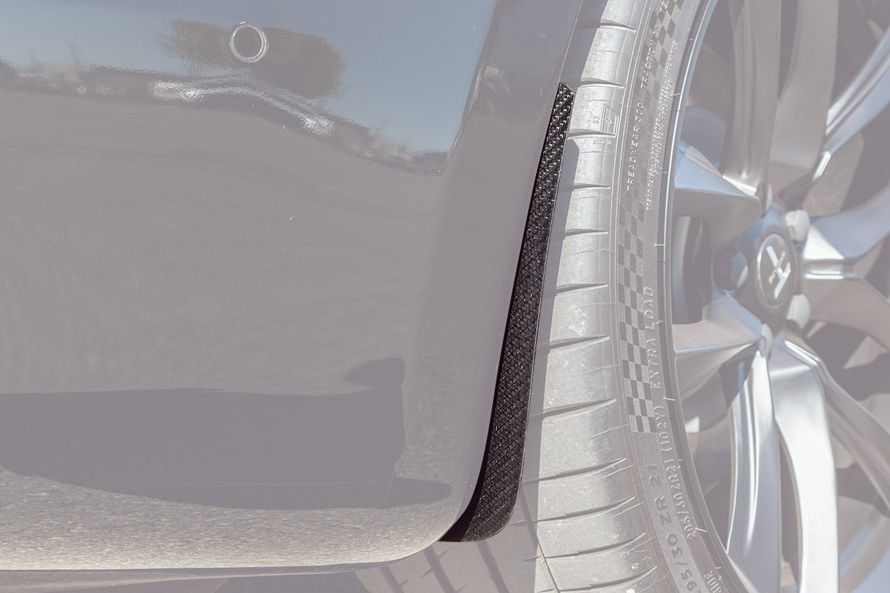 Tesla Model S Carbon Fiber Mud Flaps (Set of 4) - Updated Design