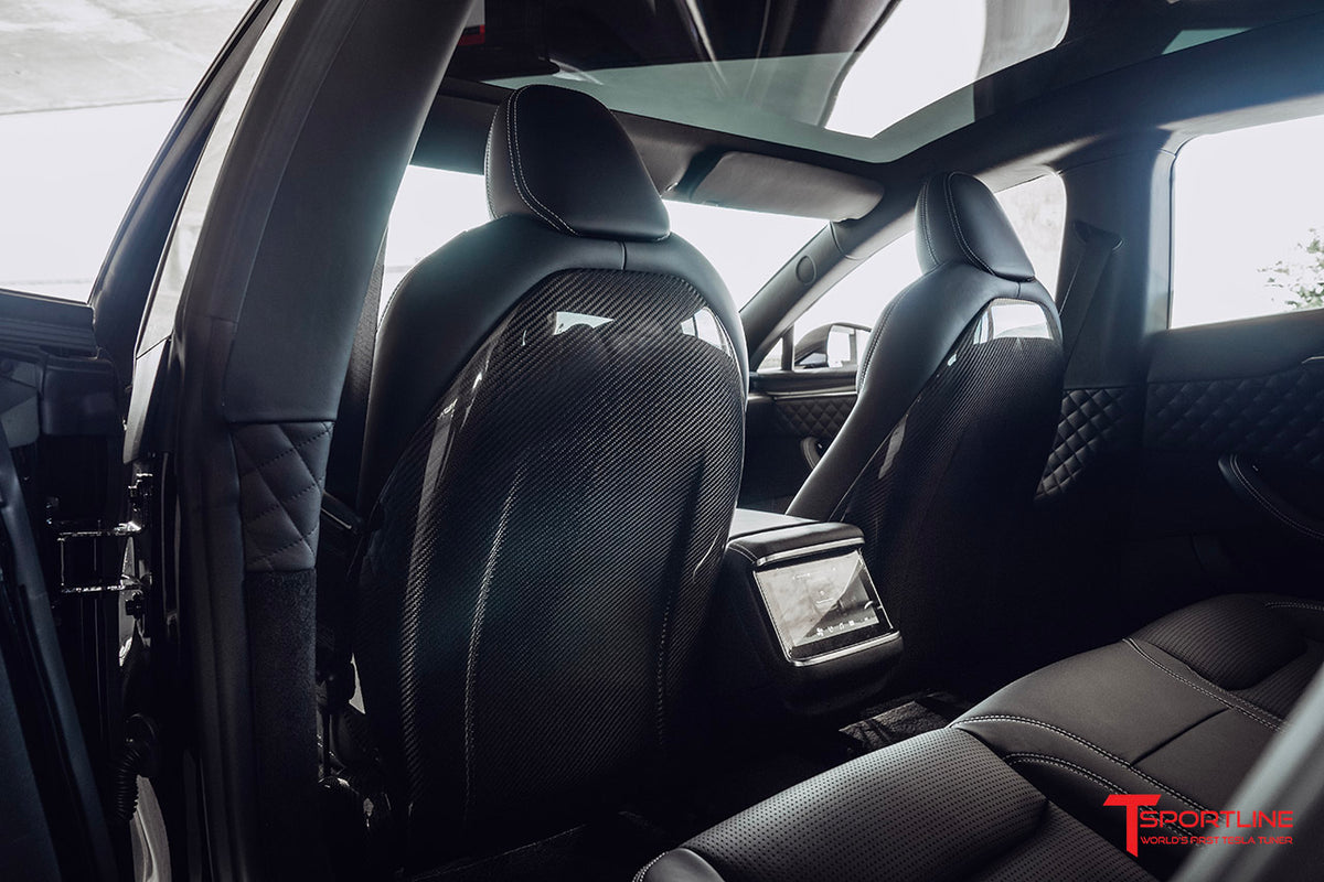 Tesla Model S Long Range &amp; Plaid Carbon Fiber Seat Back Set (2021 - Present)