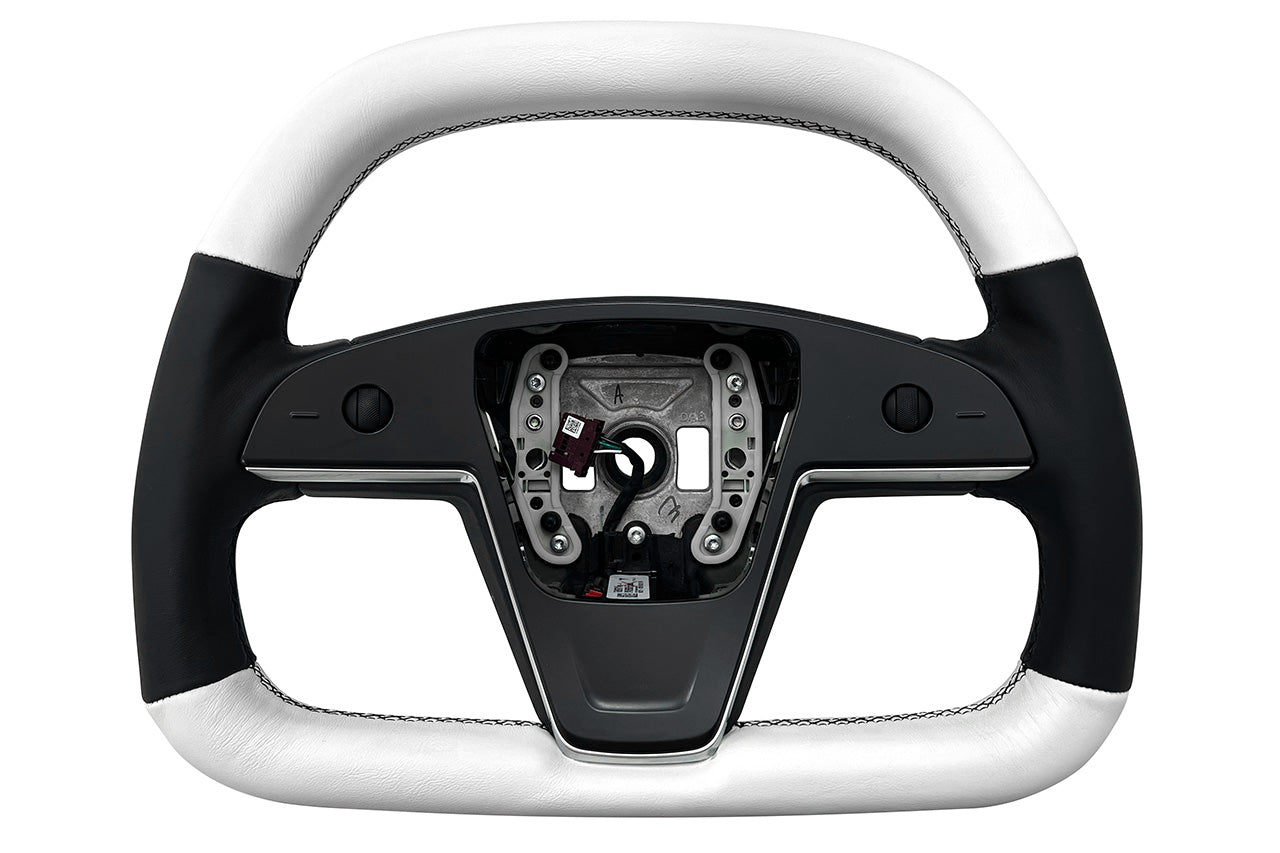 Model S / X Plaid & Long Range Yoke Replacement 360 Hand Upholstered Steering Wheel