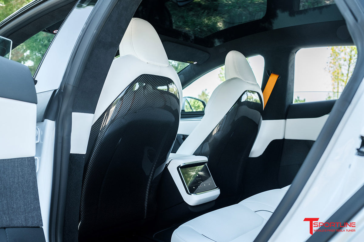 Tesla Model S Long Range &amp; Plaid Carbon Fiber Seat Back Set (2021 - Present)