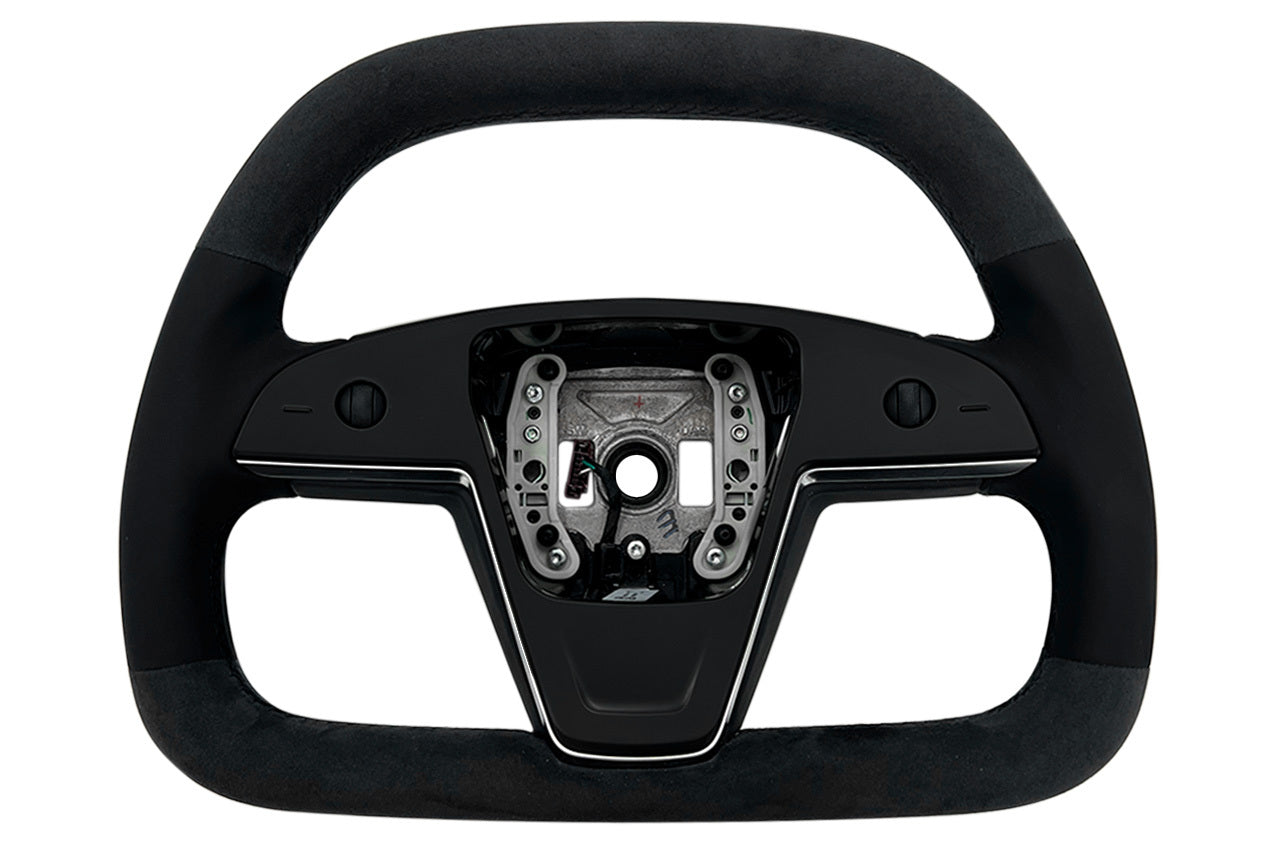 Model S / X Plaid & Long Range Yoke Replacement 360 Hand Upholstered Steering Wheel