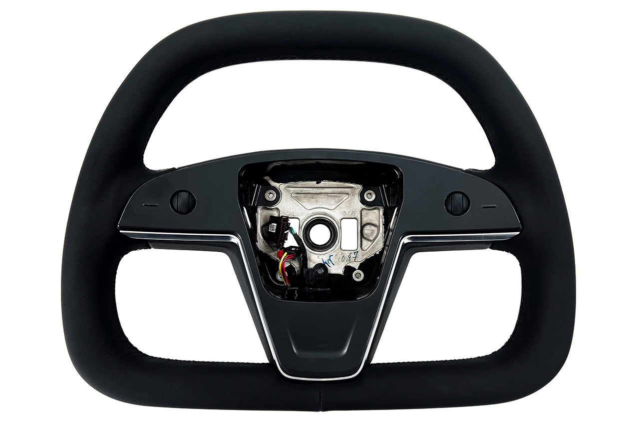 Model S / X Plaid & Long Range Yoke Replacement 360 Hand Upholstered Steering Wheel