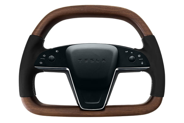 hauck steering wheel replacement Model S / X Plaid & Long Range Yoke Replacement 360 Walnut Steering Wheel