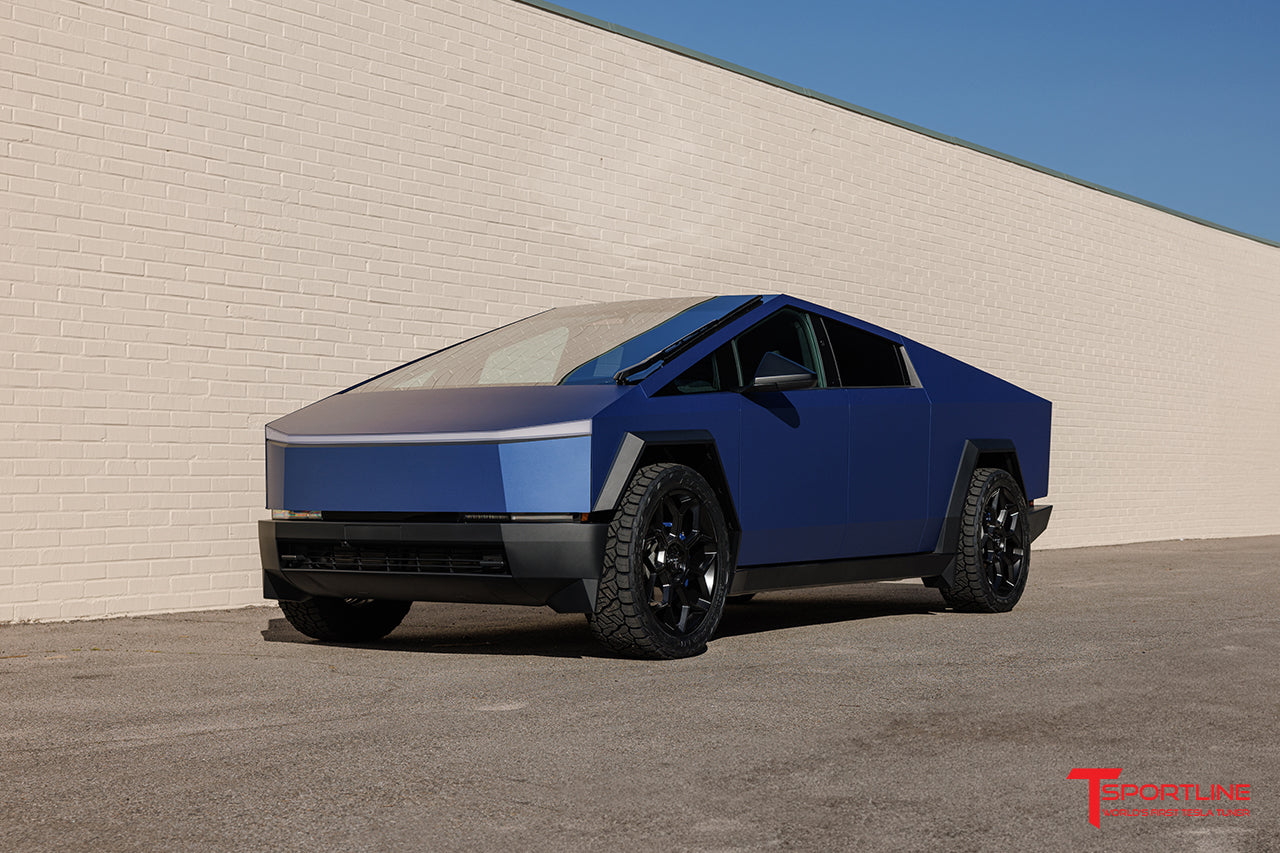 3M Matte Metallic Slate Blue Cybertruck with CT7 24" Fully Forged Wheels
