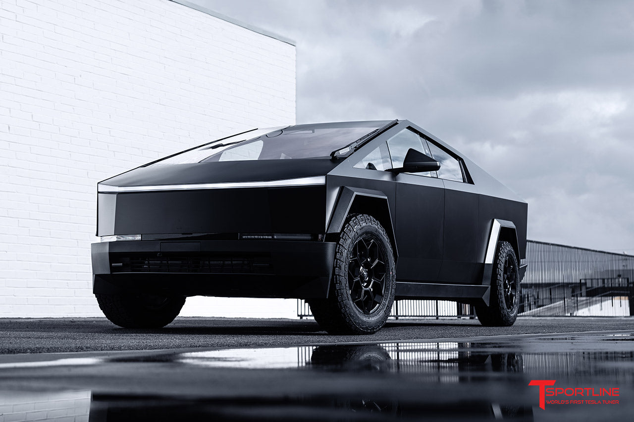 3M Satin Black Cybertruck with CT7 20" Fully Forged Lightweight Wheels