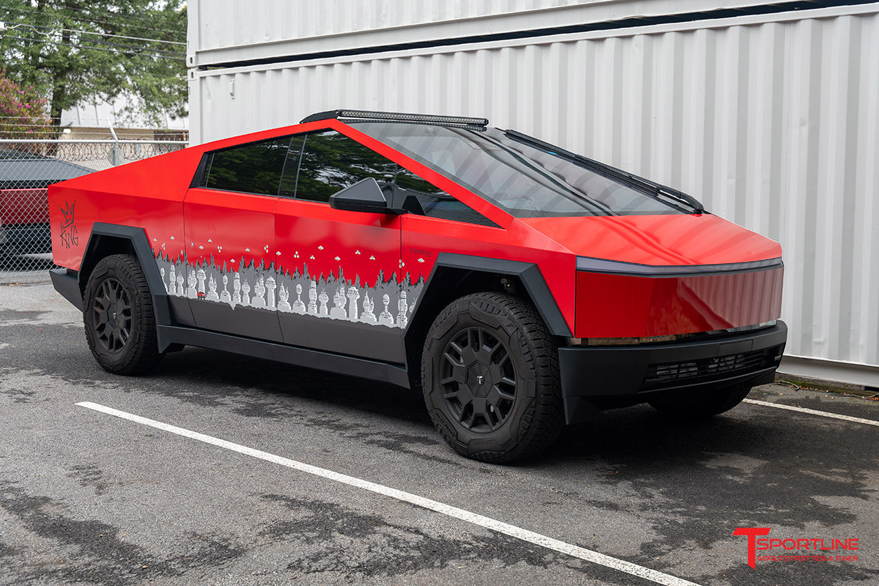 Custom Print Moon Patrol Tesla Cybertruck with Tesla Cybertruck Center Hub Cover Set for Factory Wheels by T Sportline