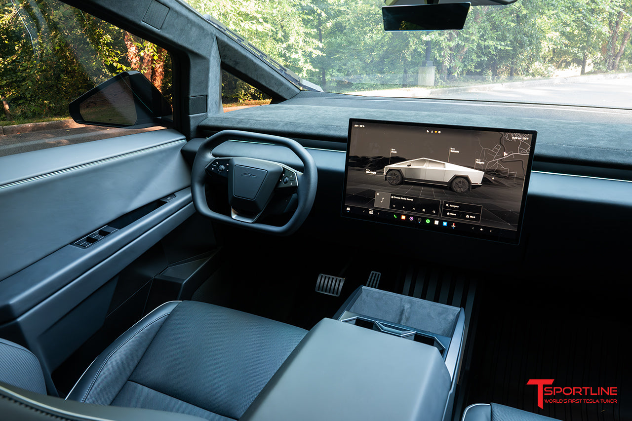 Tesla Cybertruck with Custom Ferrari Black Interior and Alcantara Upgrade