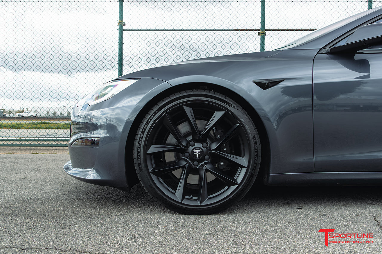 Midnight Silver Metallic Tesla Model S with 21" TSSF in Matte Black by T Sportline