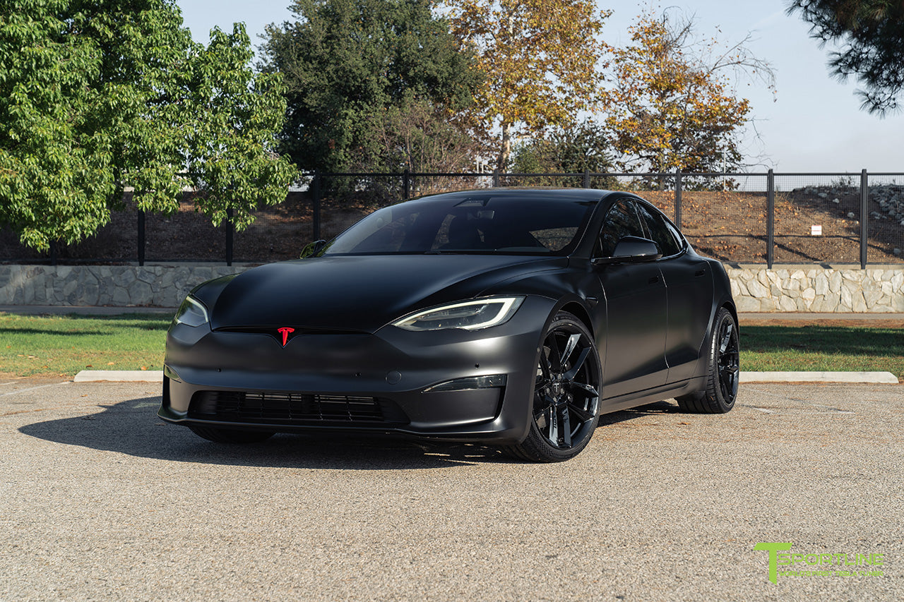 Xpel Stealth Black Tesla Model S Plaid with 21" TSSF Forged Wheels