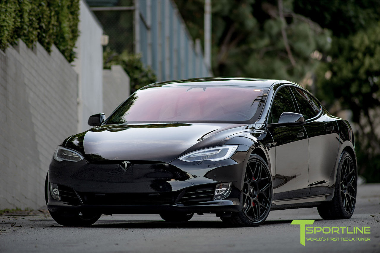 Black Tesla Model S P100D with TS117 21 Inch Forged Wheels and Window Tinting